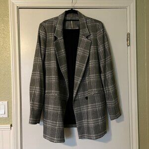 Free People Plaid Uptown Girl Sporty Oversized Blazer Jacket
